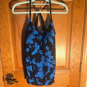 Blousy Black Floral Swim Top Left side
